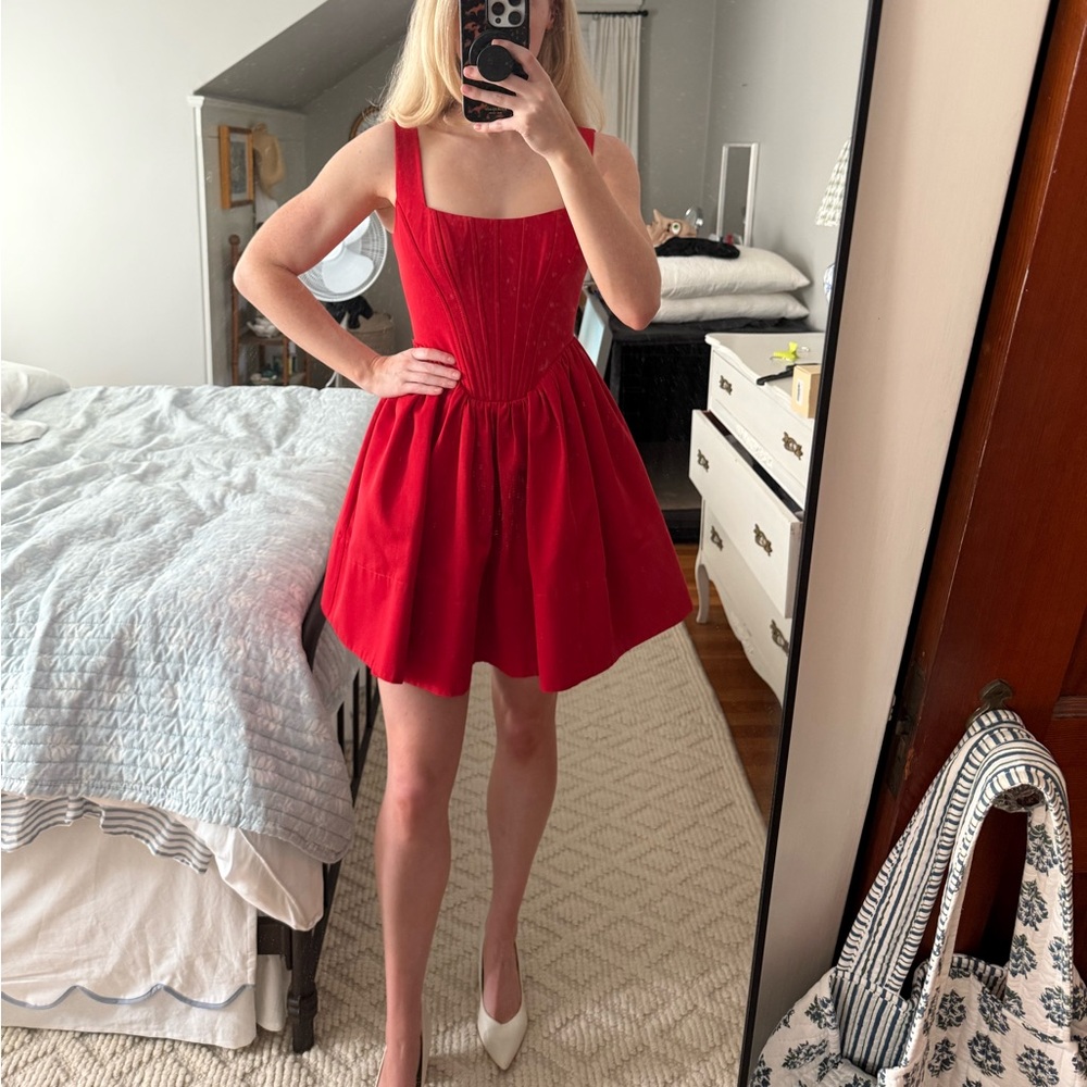 STAUD Landscape Mini Dress, Red